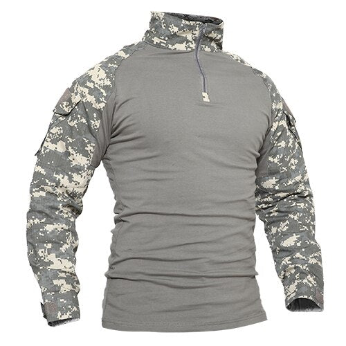 T-shirts Men Camouflage Tactical Combat T-shirts Long Sleeve Military Army tshirts Multicam Airsoft Paintball Top Tees